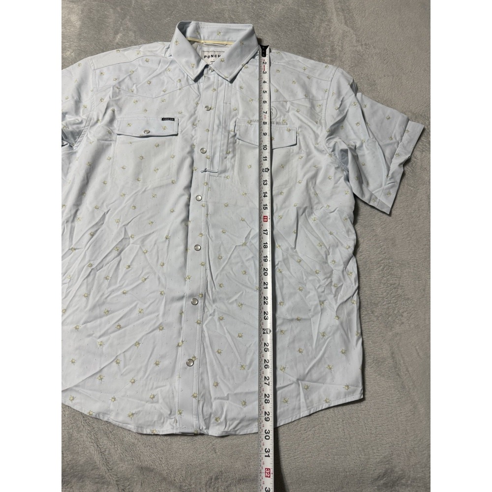 Poncho Button Down Shirt Mens Large Regular Fit Print AOP Fishing Pearl Snap - Picture 2 of 8